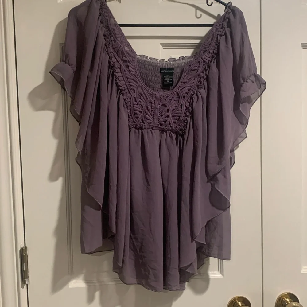 Beautiful Vintage Victoria’s Secret Moda International Purple Sheer Top - Picture 1 of 4